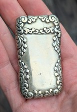 Antique Match Safe. Botanical Vines. G Silver. Beautiful Estate Find picture