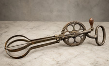 Antique Dover No. 10 Aluminum Beater Hand Crank Egg Beater Cast Iron & Wood  picture