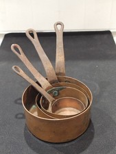 A Set of 4 Vintage French Small Copper Saucepans A lovely Decorative Set. picture