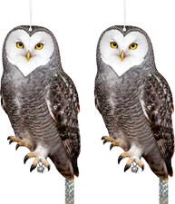 Owls to Keep Birds Away: 2Pcs Fake Owl with Reflective Tape for Orchard Garden P picture