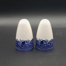 Vintage Blue Willow Cone Ceramic Salt and Pepper Shakers Set MCM picture