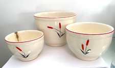 Vintage Cattails Sears Roebuck Refrigerator Mixing Nesting Bowls Set of 3 RED picture