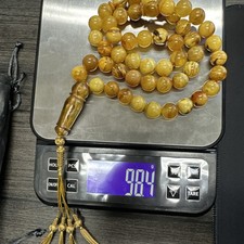 Vintage Baltic  Amber Islamic prayer rosary 51 Beads 98.4 Grams 15mm picture