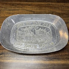GIVE US THIS DAY OUR DAILY BREAD Pewter METAL WILTON BREAD TRAY 9.25” picture