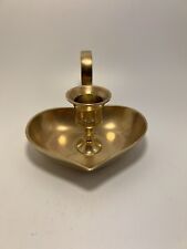 Vintage Handcrafted Heart Shaped Brass Taper Candle Stick Holder picture