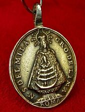 ANTIQUE 18TH CENTURY MADONNA OF MIRACLES LIMA CATHOLIC HOLY TRINITY BRONZE MEDAL picture