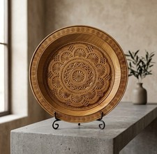 Vintage Hand Carved Wood Hutsul Wall Plate 13