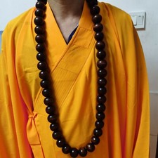 30mm*54 Prayer Mala Beads Shaolin Temple Buddha Monk Costume Red Necklace Gift picture