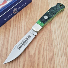 Queen Lockback Folding Knife 1095 Carbon Steel Clip Point Blade Bone Handle picture