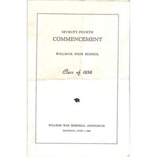 1956 Willmar High School Commencement Program MN L3-3 picture