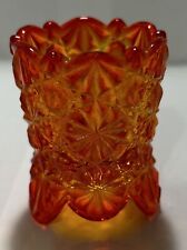 Vintage LG Wright Daisy and Button Amberina Glass Footed Toothpick Holder picture