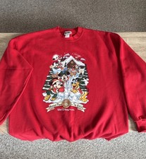 RARE Vintage 2001 Disney World Sweatshirt XL Christmas Holidays Red EUC picture