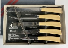 Vintage Quikut 5-Pc Stainless Knife Set NOS Ivory USA Orig Box Scott Fetzer picture