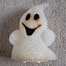 Vintage Plastic Ghost Figurine Light, White Plastic Indoor Halloween Untested picture