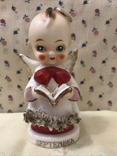 VINTAGE ARNALT JAPAN KEWPIE BABY CERAMIC FIGURINE SEPTEMBER NO CHIPS EUC picture