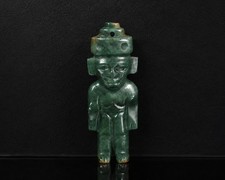 Handcrafted Mayan king Pendant made from 100% Natural Blue Jade 3 inch Tall picture