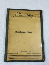Antique Rare Hamburger Shop Menu Minot, ND Sakeco Co Cover OG Collector Gift picture