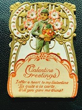 Vintage VALENTINES DAY CARD Made in GERMANY Fold Down Valentine Greetings  picture