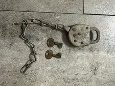 Antique E.T.  Fraim Padlock Lock & 2 Keys Vintage picture