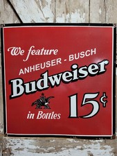 VINTAGE BUDWEISER PORCELAIN SIGN 30