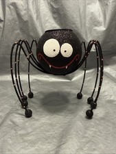 Pier 1 One VTG SPIDER TEA LIGHT DOT LEGS HALLOWEEN Glittr  SMALL 5.5” RARE VGUC picture