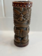 Vintage Orchids of Hawaii R74 Peanut Tiki Mug 7 Inch Brown Ceramic Ku Tumbler picture