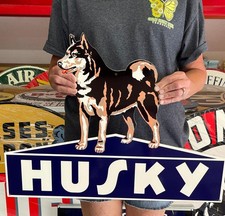 Antique Vintage Old Style Sign Husky Oil 24x18 NOT Porcelain Made USA picture