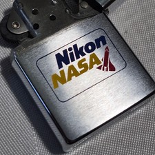 Vtg Nikon NASA Space Shuttle Zippo Lighter Unused Mint Boxed Paperwork Rare picture