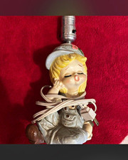 Vintage 1970s  lamp with girl in overalls  picture
