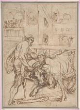 Hercules Cretan Bull Vintage 17th Century Italian Art Reprint Wall Art picture