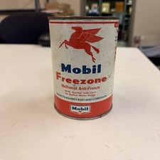 Mobil Freezing Oil Anti-Freeze Can 1 Qt. MOBILOIL Pegasus FULL Metal Can Scarce picture