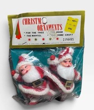 Vintage 1970s Kmart Santa Christmas Ornaments 2 Pc Hong Kong Original Package picture
