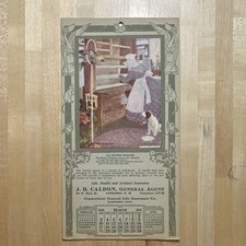 Antique 1918 Insurance Calendar Connecticut General Old Mother Hubbard Dog NH picture