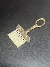 Vintage Ornate Brass Rose Crumb Brush by Celeste Mini Roses Miniature picture