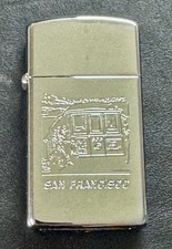 Zippo San Francisco Cable Car Florida Palm Chrome Slim Lighter MIB Unfired picture