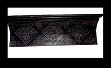 Nice Vintage Black Wall Shelf Wood & Metal Ceiling Tile Plate groove 24” picture