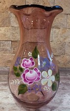 Purple Hand Painted Vase Designed By Fenton For Teleflora 8