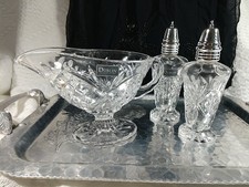 VTG X2- Shannon Godinger Dublin Ireland Crystal SALT PEPPER SHAKERS + GRAVY BOAT picture