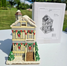 VERY RARE Lefton MORTUARY Christmas Halloween Village Lighted House in Box 2003 picture