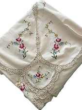 Old Embroidery & Lace Table Cloth - Extra Long picture