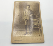 Vtg Early 1900s Edd Baum Boy Portrait Cabinet Card Photo Sepia 4x6 Original picture