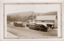 Mt Superior c1930 Cabin City Gas Station & Sightseeing Buses Hwy 10 RPPC COPY picture