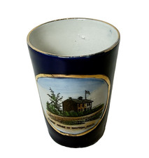 DAYTON , OHIO OH - OLDEST HOUSE - Antique Souvenir China Cobalt Painted Cup picture