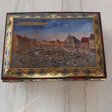 1980's vintage Tin Lebkuchen Schmidt Cookie Chest Large Gold Vintage Metal picture