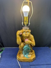 Vintage Japanese Tokoname Monkey Ceramic Lamp Attributed to Reiho Signed picture