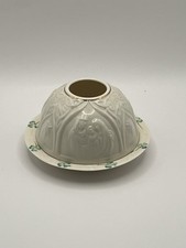 Belleek Shamrock Lithophane Candle Votive Holder Holy Family 2000 Ireland VTG picture