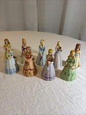 Napco Ware Taiwan Porcelain Figurine Bell Set of 9 Vintage Lady Girl Bells picture