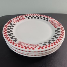 Set Of 4 Vtg. Retro Coca-Cola Black/Red Checkered 10 1/2