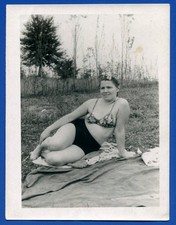 Beautiful rural Girl Women in a village backyard Soviet USSR Old Vintage Photo picture