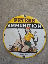 VINTAGE PETERS AMMUNITION SINCE 1887 PORCELAIN SIGN 12